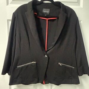 Black Women's Blazer Jacket with Red Trim